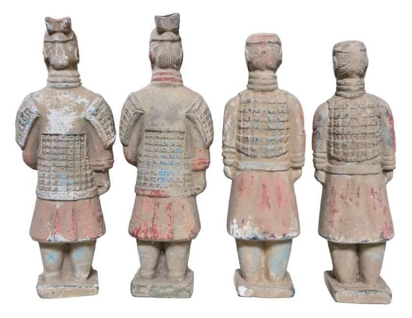 Estatua colorida antigua en mezcla de guerreros de terracota 16 cm x 4 piezas