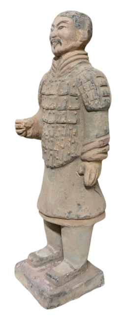 Estatua antigua colorida de guerrero de terracota de 20 cm