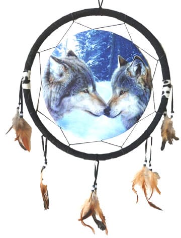 Atrapasueños 2 lobos 40cm - Mobiles, Artisanat, Attrape-rêves - Arabesk