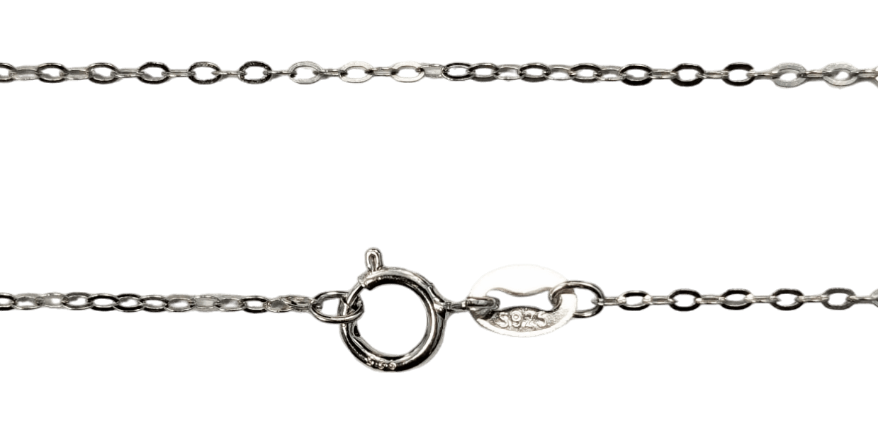 Collar de cadena de plata 925 Cadena de malla ovalada ajustable 45 cm