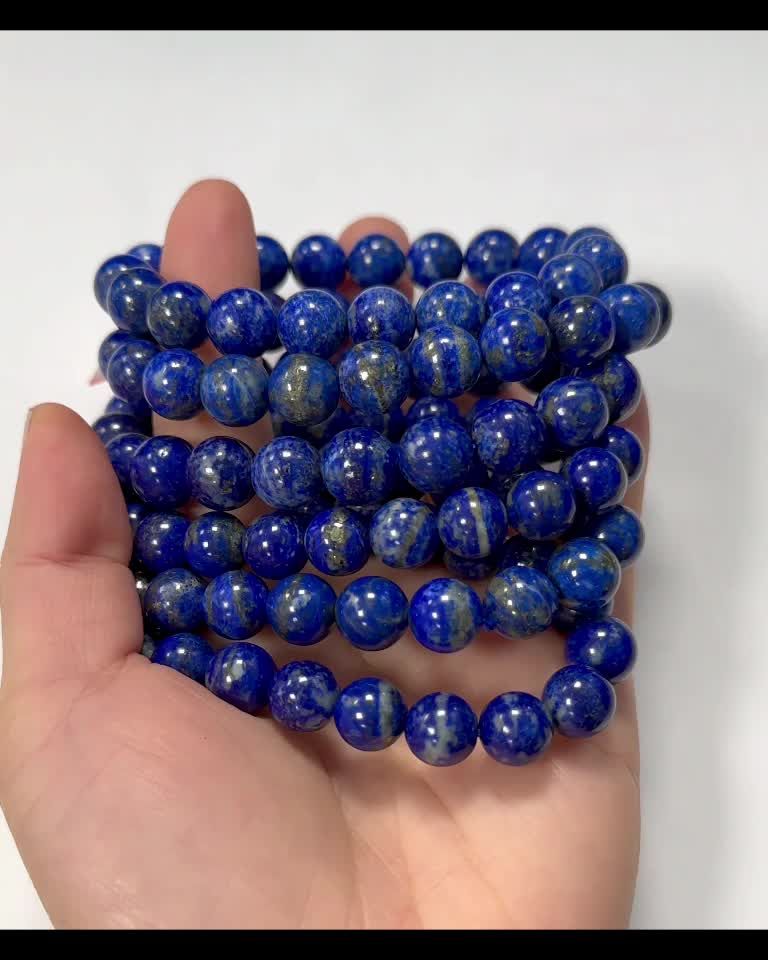 Pulsera de lapislázuli con cuentas de 8,5-9,5 mm