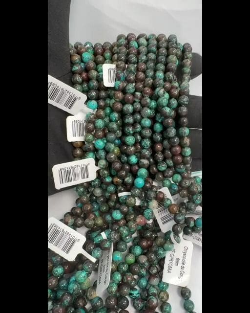 Perlas de Chrysocolla del Congo AA de 6mm en hilo de 40cm